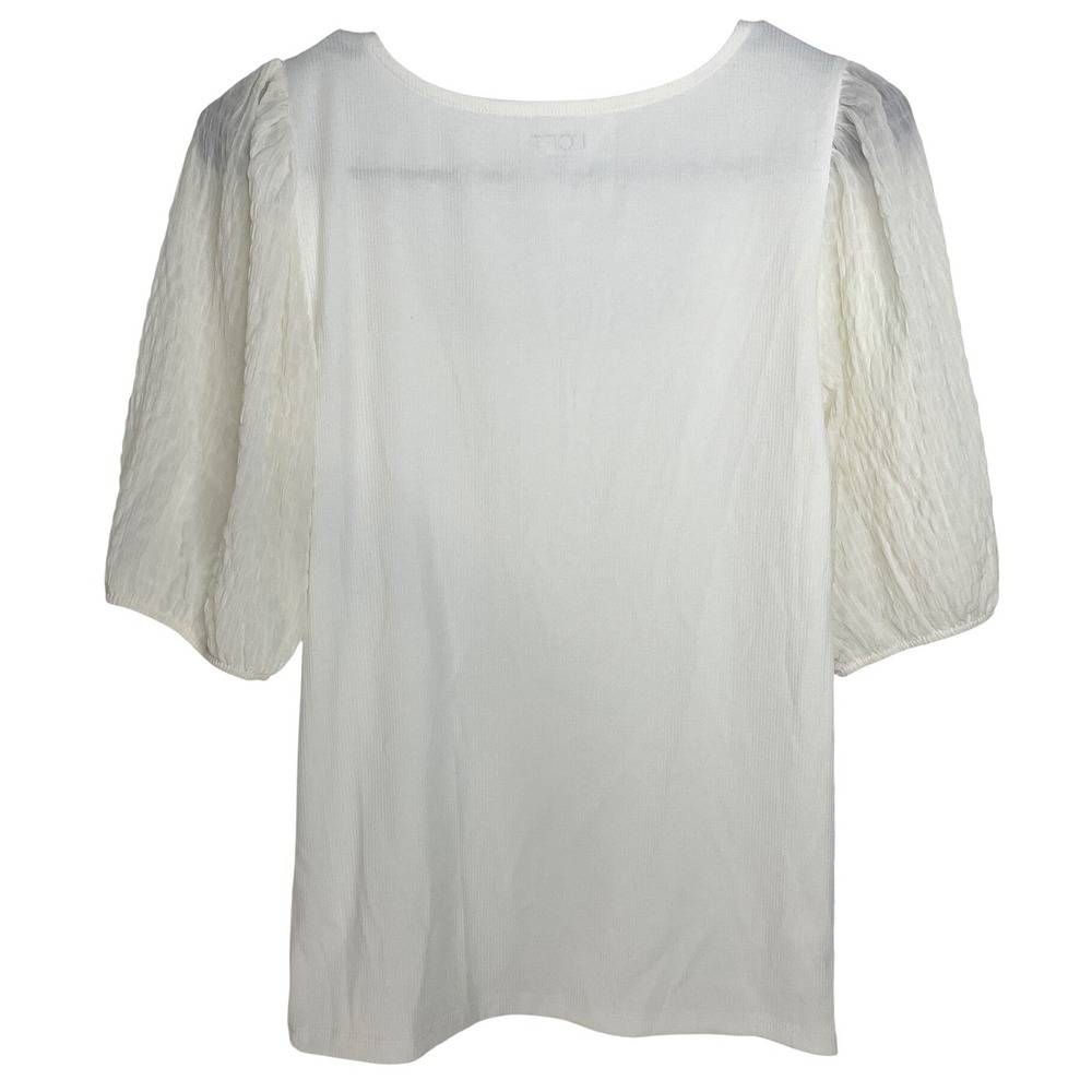 Loft Women Square Neck Puff Sleeve Top M White Romantic Chic Coquette Balletcore - Picture 2 of 4